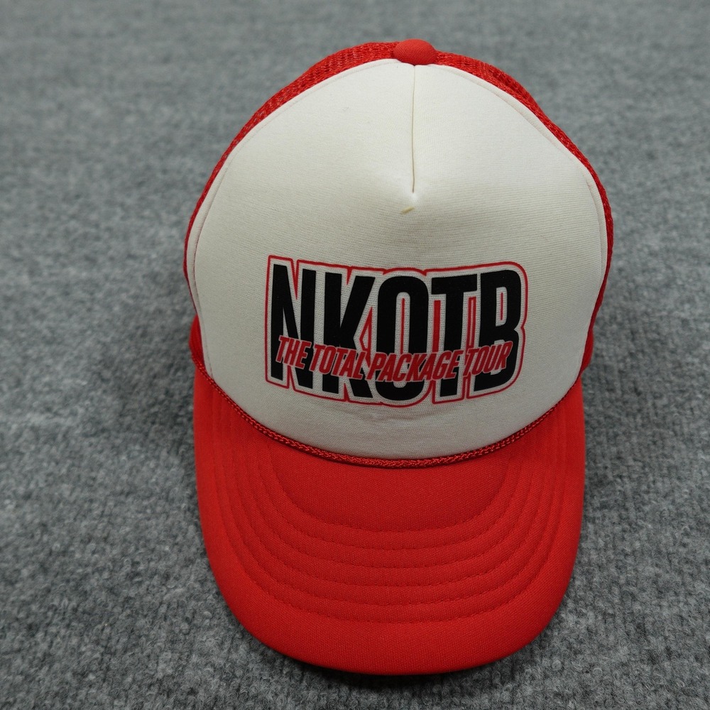 Vintage New Kids On The Block Hat Cap Snap Back Men Red Trucker Mesh NKOTB Tour